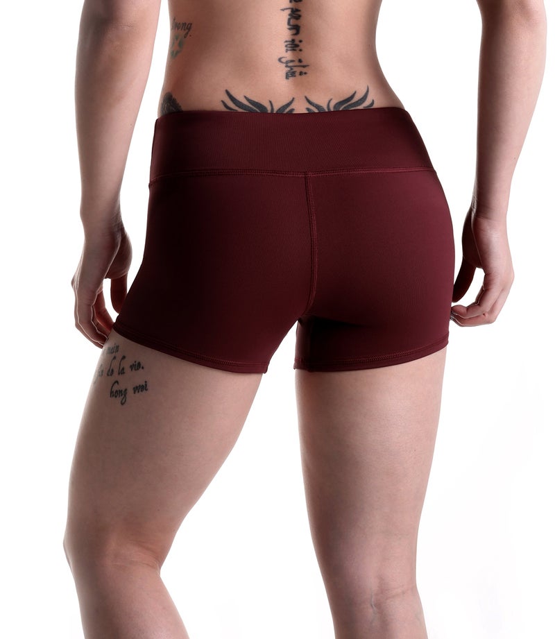 Tough Mode Women's 3" Athletic Workout Volleyball Running WOD Compression Shorts Burgundy - Image 5